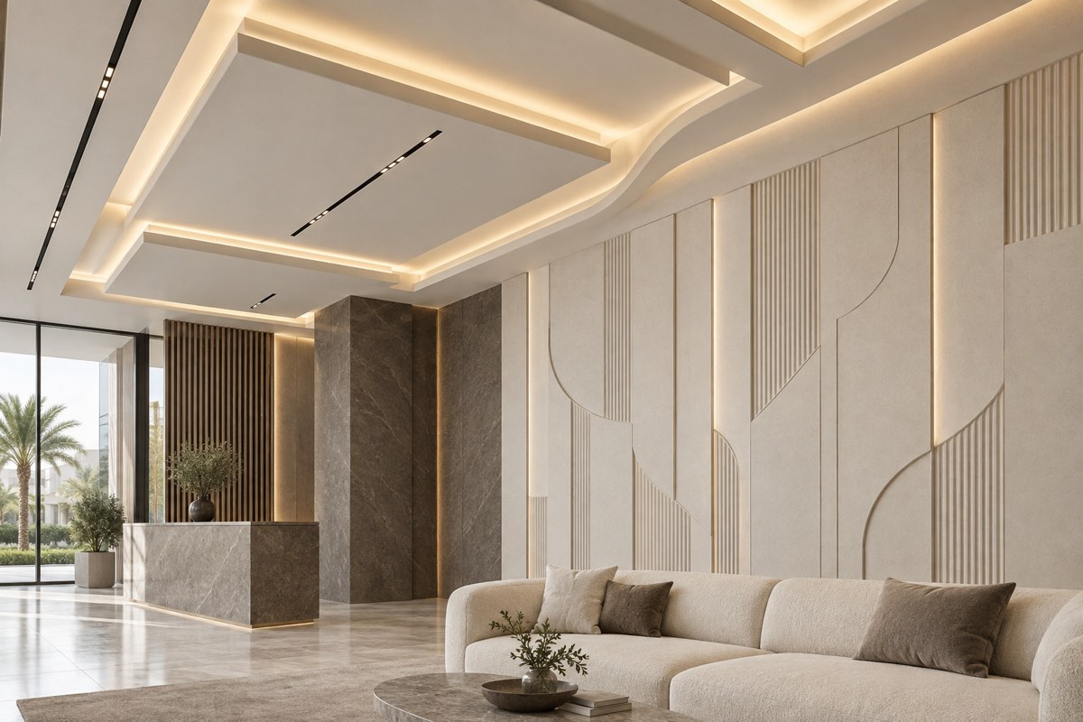 Gypsum ceiling, feature walls and decorative finishes